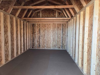 10x16 Lofted Barn, OSB Sheathing, Vertical Metal Siding,